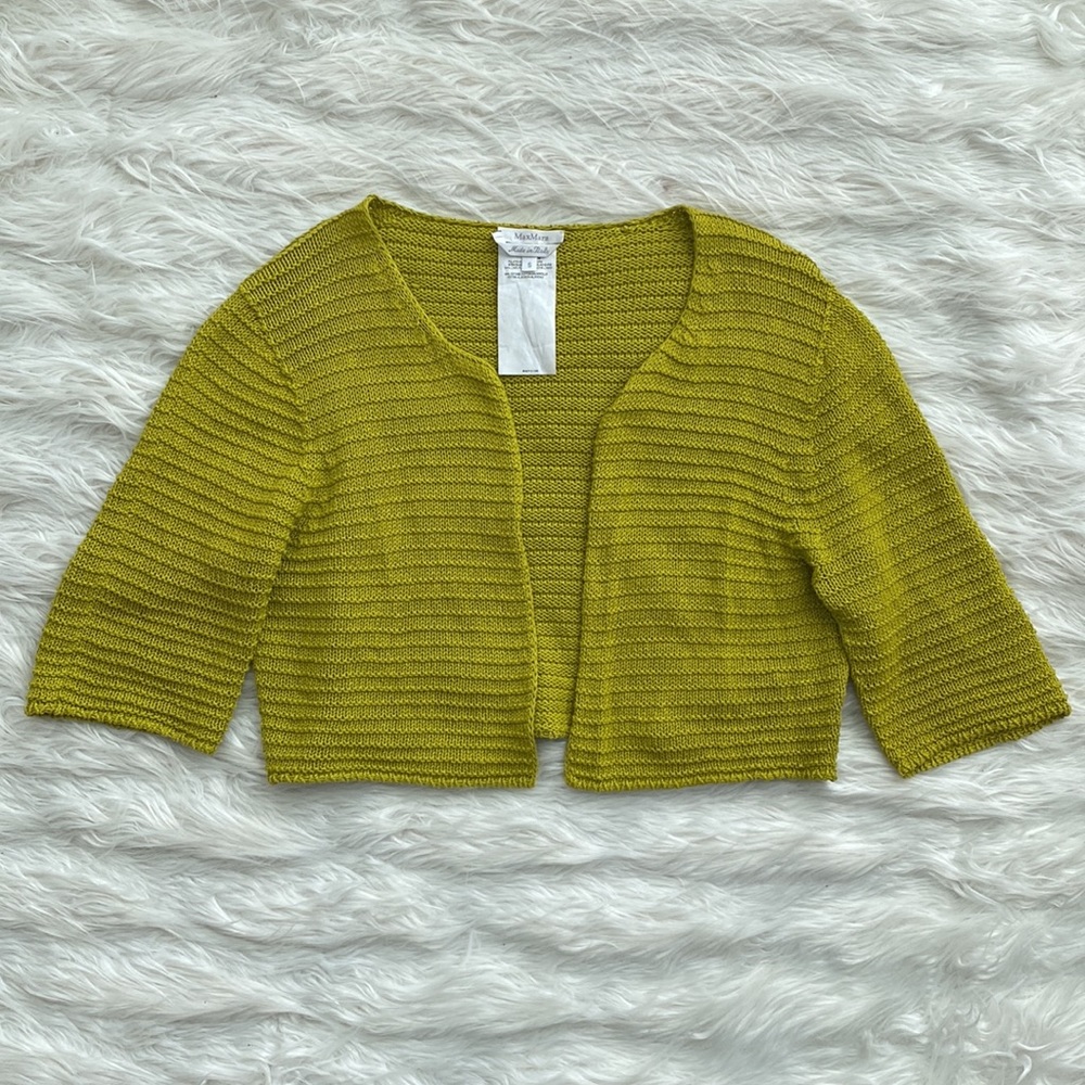 MaxMara | Green Open Front Knit Cardigan